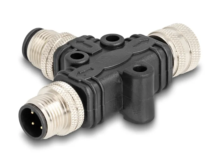 Delock M12 T-Splitter A-kodiert 4 Pin 1 x Stecker zu 1 x Stecker und 1 x Buchse Parallelschaltung #2 