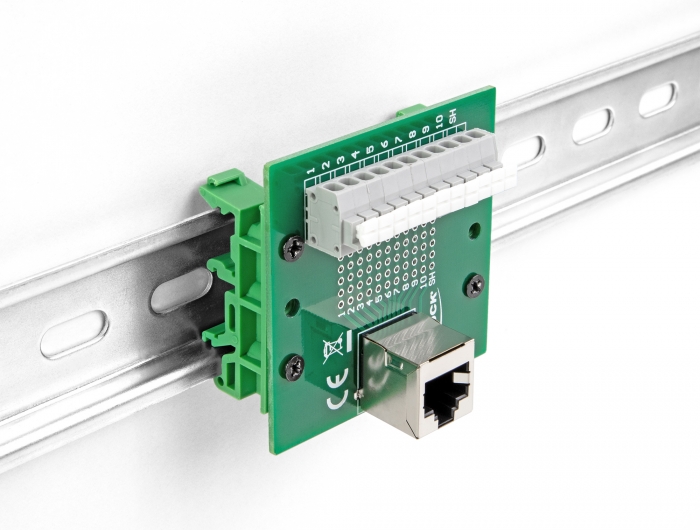 Delock RJ50 Buchse zu Terminalblock mit Drucktaster für Hutschiene gewinkelt #4 
