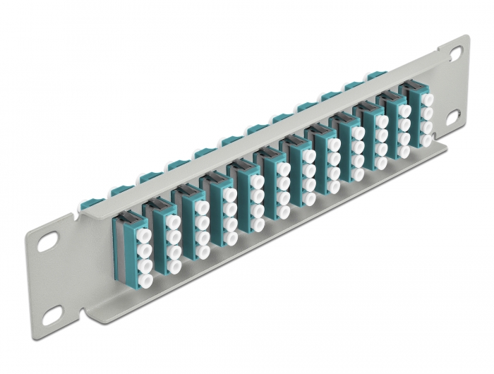 Delock 10″ LWL Patchpanel 12 Port LC Quad aqua 1 HE grau #2 