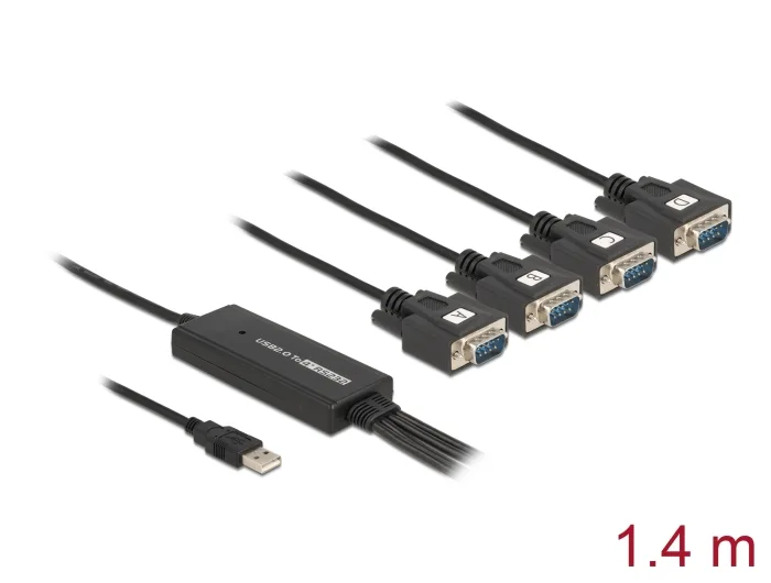 Delock Adapter USB 2.0 Typ-A Stecker > 4 x Seriell RS-232 Stecker #1 