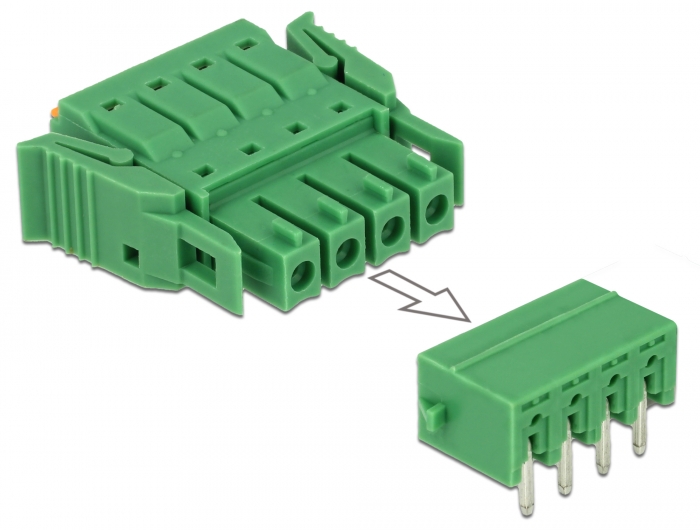 Delock Terminalblock Set für Platine 4 Pin 3,81 mm Rastermaß horizontal #1 