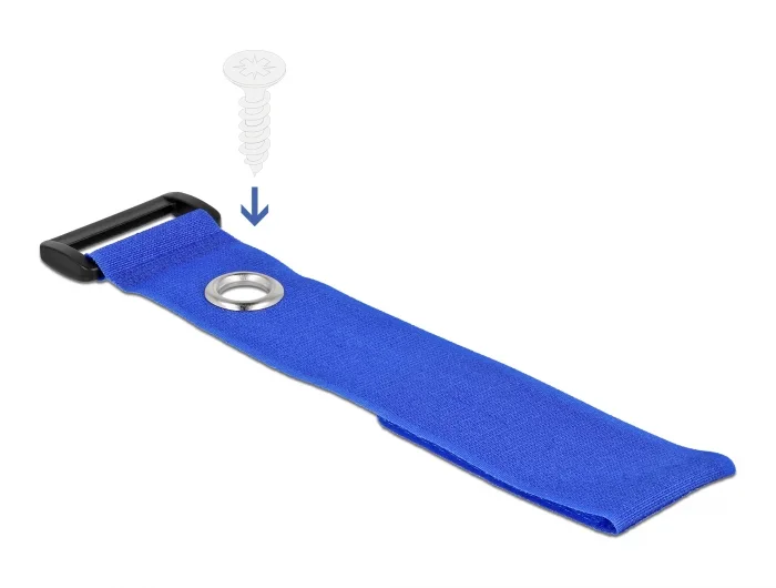 Delock Klett-Kabelbinder mit Schlaufe und Befestigungsöse L 280 x B 38 mm blau 3 Stück #2 