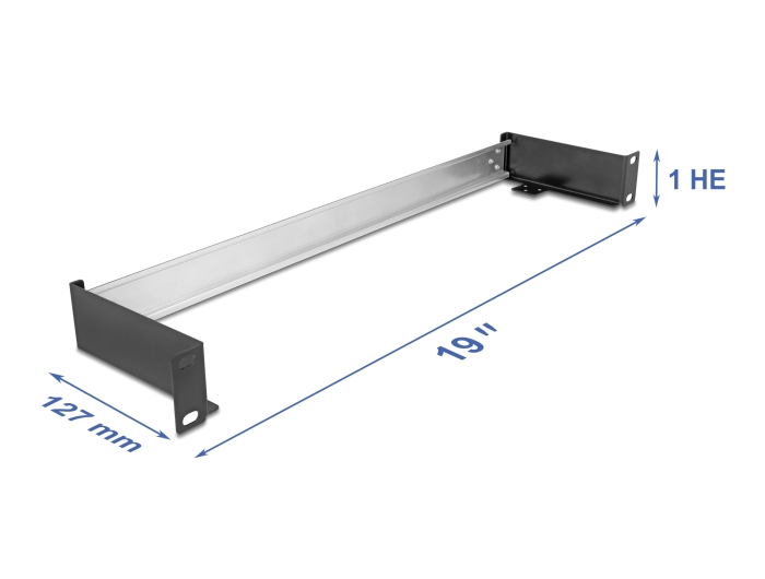 Delock 19″ Hutschienenpanel zum Einbau horizontal oder vertikal 1HE Metall schwarz #1 