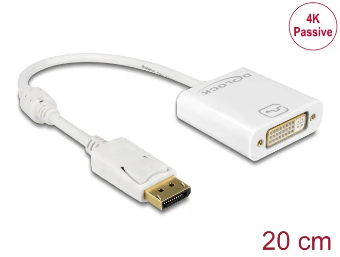 Delock Adapter DisplayPort 1.2 Stecker > DVI Buchse 4K Passiv weiß #1 