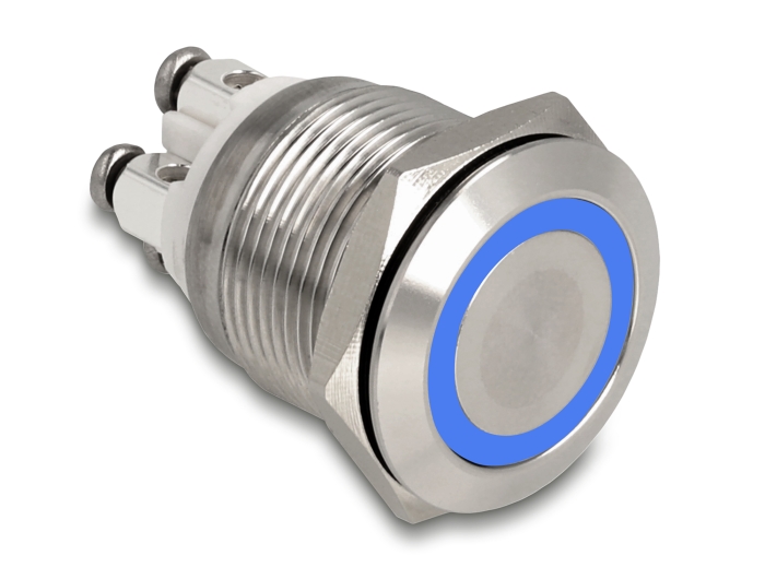 Delock Drucktaster zum Einbau 19 mm 4 x Schraubklemme LED blau #1 