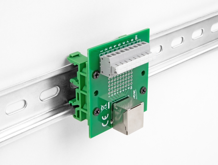 Delock RJ45 Buchse zu Terminalblock mit Drucktaster für Hutschiene #4 