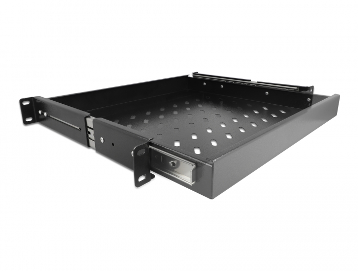 Delock 19″ Ausziehbare Schublade 1 HE, längenverstellbar bis 280 mm, Tiefe 345 mm, schwarz #3 