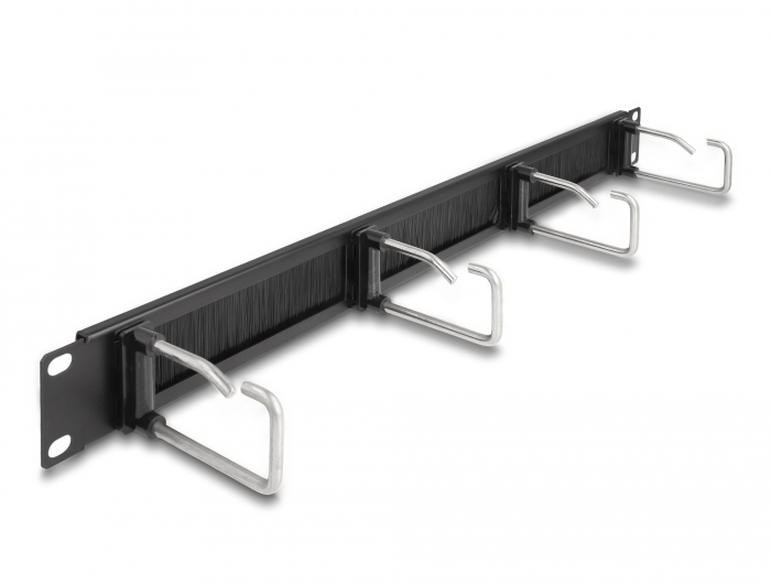 Delock 19″ Kabelmanagement Bürstenleiste mit 4 Metallbügel 1 HE schwarz #1 