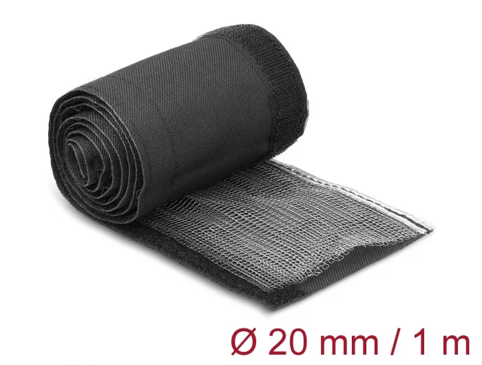 Delock EMV Abschirmgeflechtschlauch mit Klettverschluss hitzebeständig 1 m x 20 mm schwarz #1 