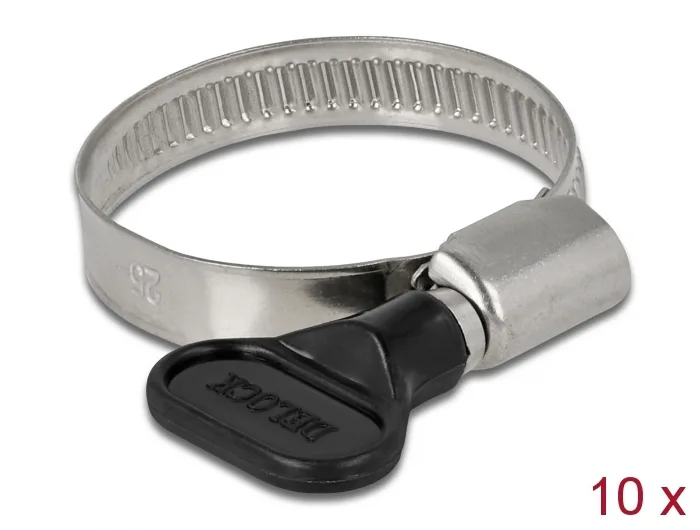 Delock Schlauchschelle mit Flügelmutter 25 - 40 mm 10 Stück schwarz #1 