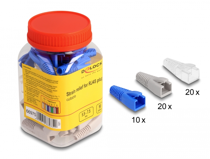 Delock Knickschutztülle für RJ45 Stecker schneidbar 50er Set farbig #1 