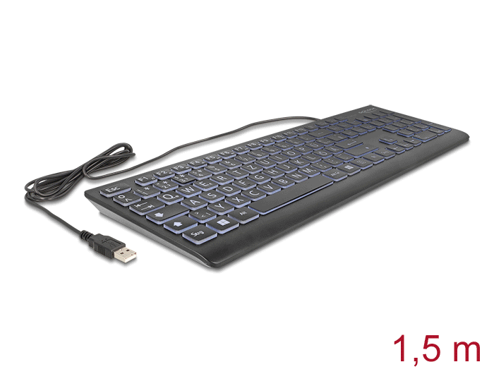 Delock USB Tastatur kabelgebunden 1,5 m schwarz mit XXL Buchstaben und Beleuchtung #1 