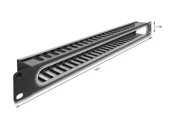Delock 19″ 1 HE Kabelmanagement Rangierpanel mit Öffnung und Kantenschutz schwarz #1 