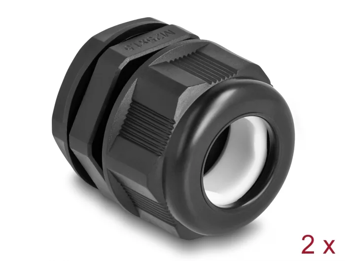 Delock EX-Kabelverschraubung M25 schwarz 2 Stück #1 