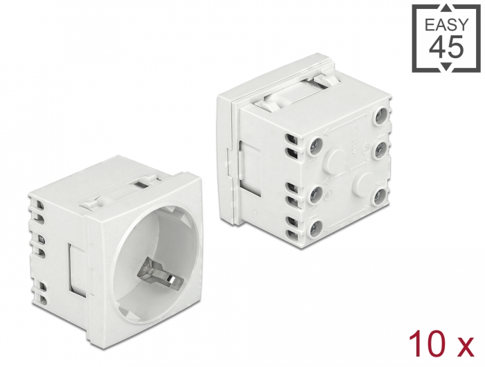 Delock Easy 45 Schutzkontakt-Steckdose 45°-Anordnung erweiterbar 45 x 45 mm 10 Stück #1 