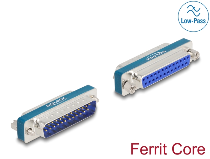 Delock HF/EMI Entstörfilter D-Sub 25 Pin Stecker zu Buchse mit Tiefpass induktiv #1 