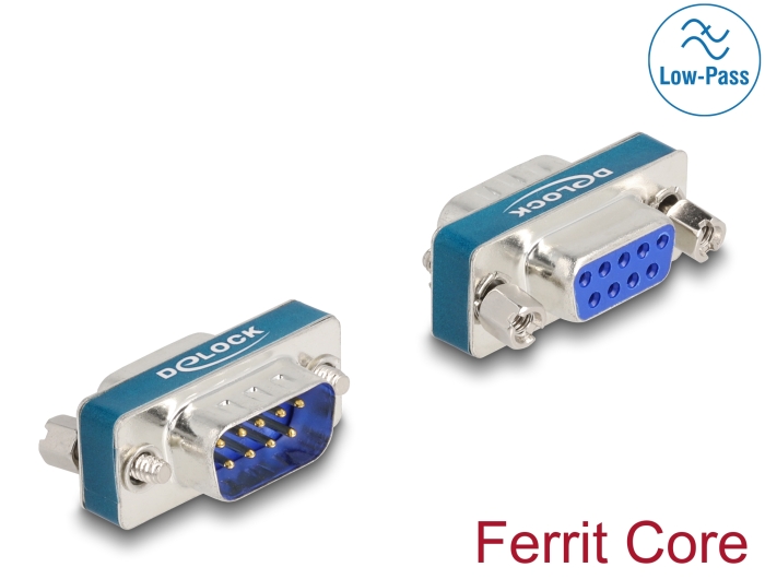 Delock HF/EMI Entstörfilter D-Sub 9 Pin Stecker zu Buchse mit Tiefpass induktiv #1 