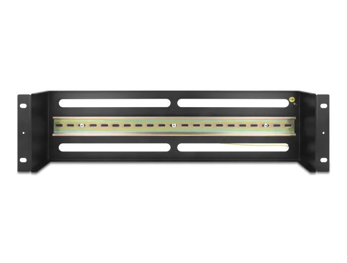 Delock 19″ Schutzschalterleiste mit Abdeckung und Hutschiene inklusive 2 x Kabelzugentlastungsschiene 3 HE Metall schwarz #4 