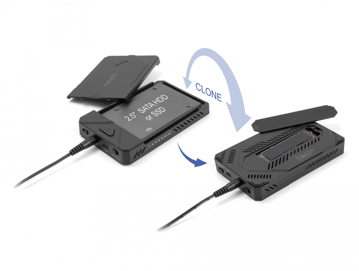 Delock USB Type-C™ Gehäuse für 1 x M.2 NVMe SSD + 1 x 2.5″ SATA SSD / HDD mit Klon Funktion #4 