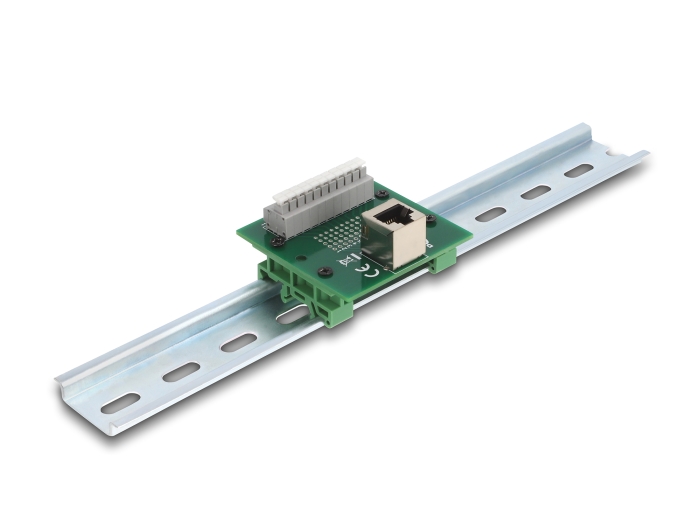 Delock RJ50 Buchse zu Terminalblock mit Drucktaster für Hutschiene gewinkelt #1 
