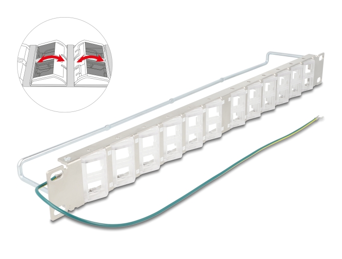 Delock 19″ Keystone Patchpanel mit 24 neigbaren Ports und Entlastungsschiene #1 