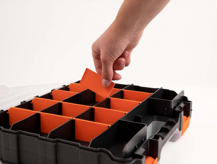 Delock Sortimentsbox mit 34 Fächern 320 x 270 x 80 mm orange / schwarz #4 
