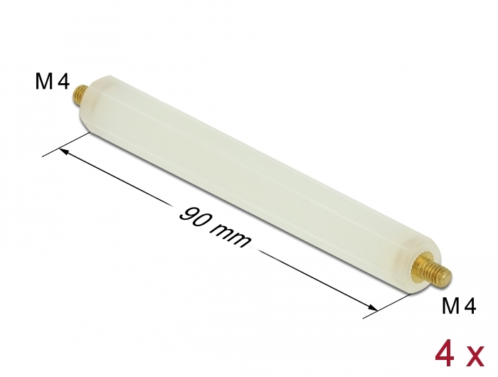 Delock Abstandshalter M4 x M4, Sechskant, Außen / Außen, 90 mm natur 4 Stück #1 