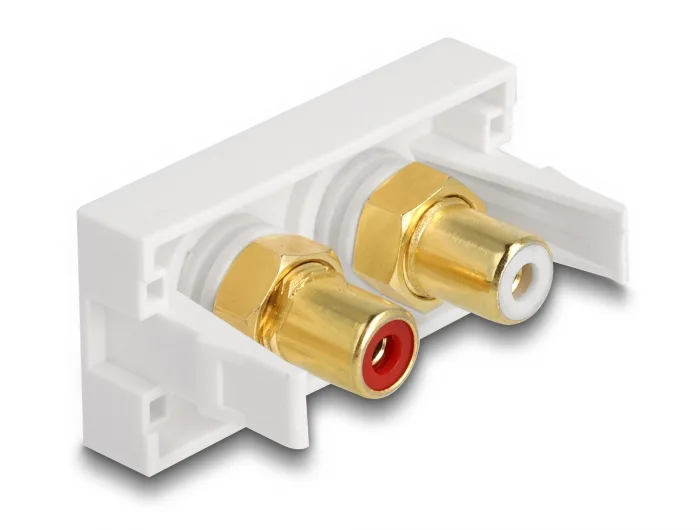Delock Easy 45 Modul 2 x Cinch Buchse, Farbring rot / weiß 22,5 x 45 mm #2 