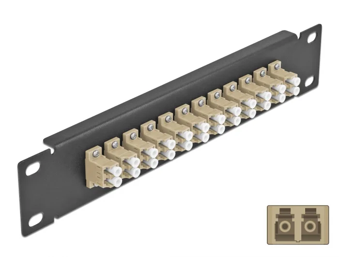 Delock 10″ LWL Patchpanel 12 Port LC Duplex beige 1 HE schwarz #1 