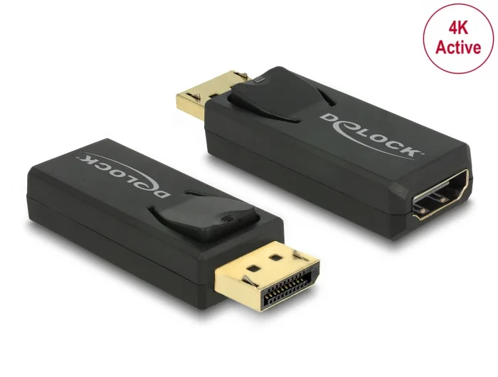 Delock Adapter DisplayPort 1.2 Stecker > HDMI Buchse 4K Aktiv schwarz #1 