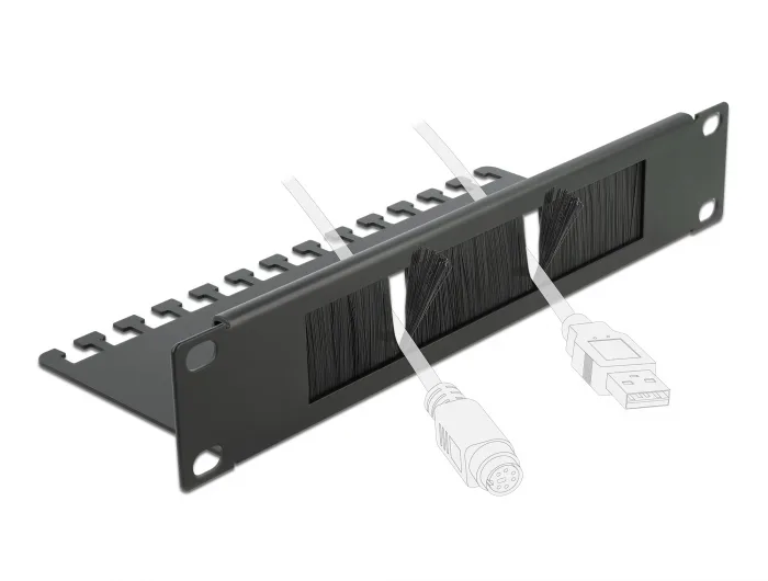 Delock 10″ Kabelmanagement Bürstenleiste mit Kabelabfangplatte 1 HE schwarz #3 