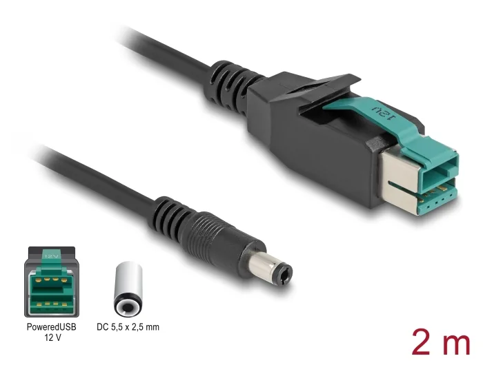 Delock PoweredUSB Kabel Stecker 12 V zu DC 5,5 x 2,5 mm Stecker 2 m #1 