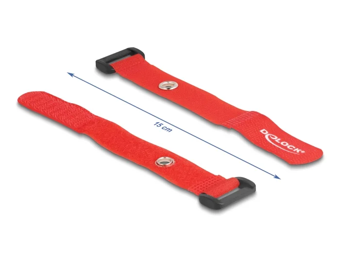 Delock Klett-Kabelbinder mit Schlaufe und Befestigungsöse L 150 x B 20 mm rot 5 Stück #4 