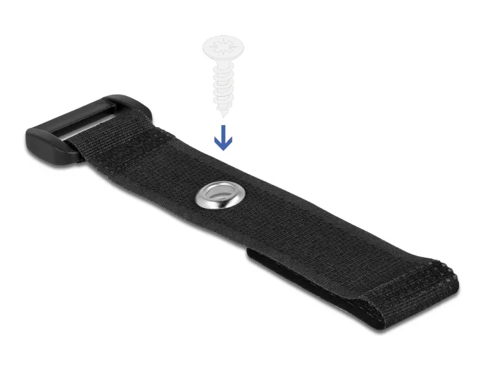 Delock Klett-Kabelbinder mit Schlaufe und Befestigungsöse L 150 x B 20 mm schwarz 5 Stück #2 
