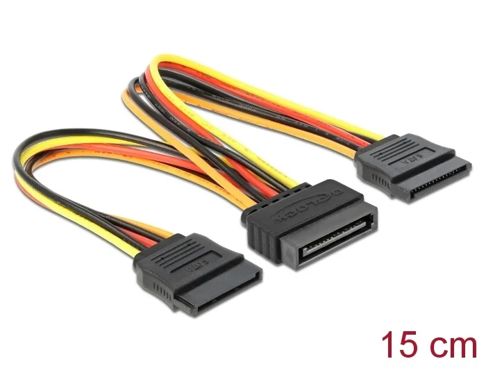 Delock Kabel Power SATA 15 Pin Stecker > 2 x Power SATA 15 Pin Buchse 15 cm #1 