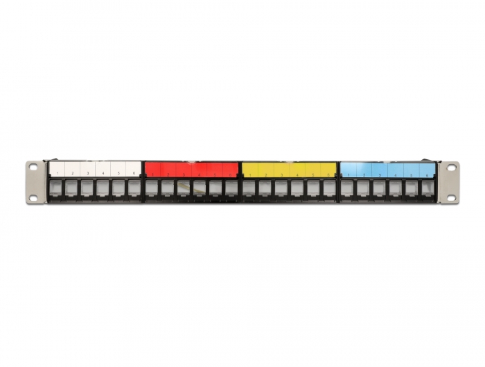 Delock 19″ Keystone Patchpanel 24 Port mit Kabelbefestigungsschiene, Beschriftungsfeld und Staubschutz 1 HE schwarz #3 