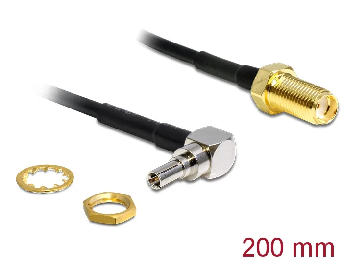 Delock Antennenkabel SMA Buchse zum Einbau > CRC-9 90° Stecker 200 mm #1 