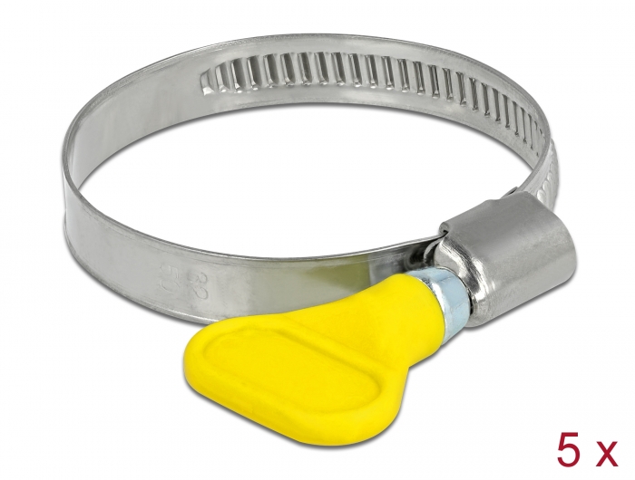 Delock Schlauchschelle Edelstahl 400 SS mit Flügelmutter 32 - 50 mm 5 Stück gelb #1 