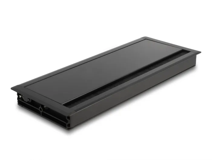 Delock Kabeldurchführung für Tischeinbau mit Bürste 300 x 120 x 28 mm schwarz #1 
