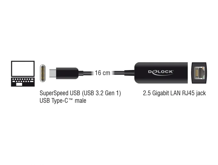 Delock USB Type-C™ Netzwerk Adapter 2,5 Gigabit LAN 1 x RJ45 kompakt #2 