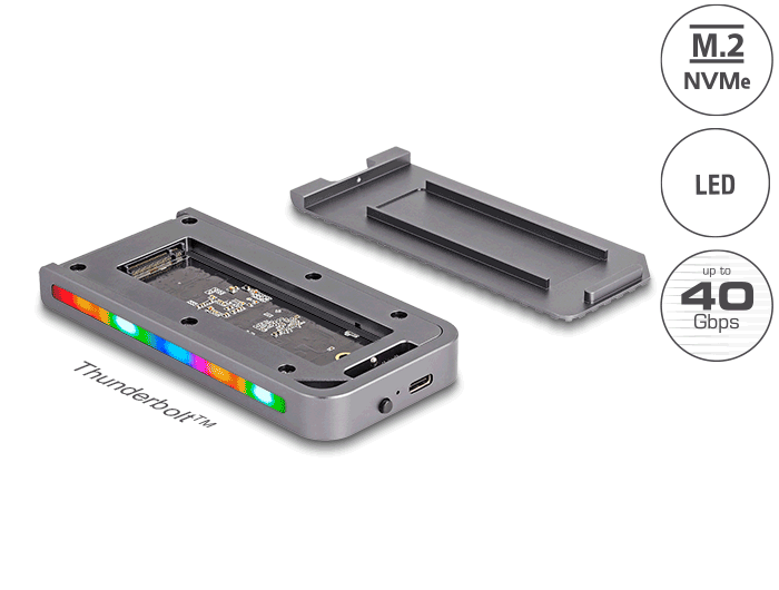 Delock USB 40 Gbps Gehäuse für 1 x M.2 NVMe SSD im Gaming Style mit LED und Lüfter - werkzeugfrei #1 