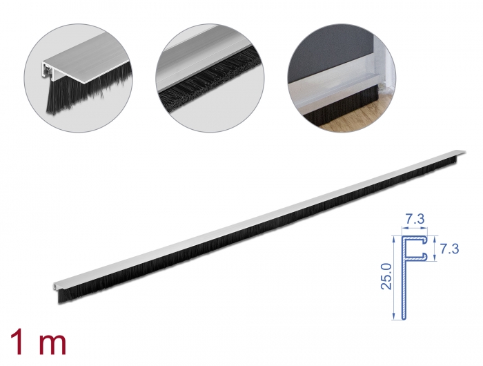 Delock Bürstenstreifen 20 mm mit Alu-Profil gewinkelt - Länge 1 m #1 