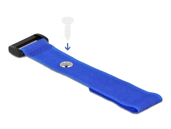Delock Klett-Kabelbinder mit Schlaufe und Befestigungsöse L 190 x B 25 mm blau 5 Stück #2 