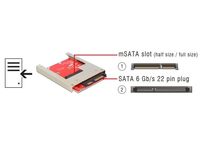Delock 2.5″ Konverter SATA 22 Pin > 1 x mSATA - 9,5 mm #2 