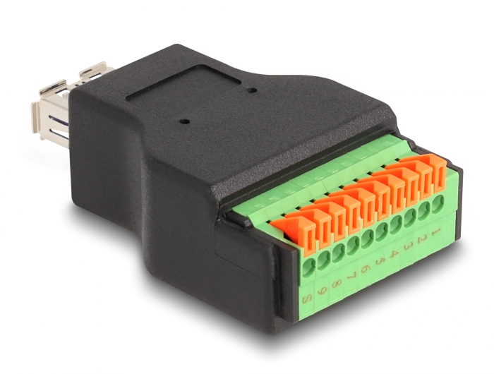 Delock USB 3.2 Gen 1 Typ-A Buchse zu Terminalblock Adapter mit Drucktaster #2 