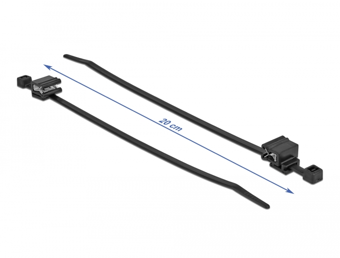 Delock Kabelbinder mit Befestigungsclip L 200 x B 4,8 mm schwarz 50 Stück #2 