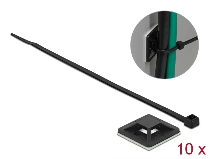 Delock Befestigungssockel 30 x 30 mm mit Kabelbinder L 200 x B 4,8 mm schwarz #1 