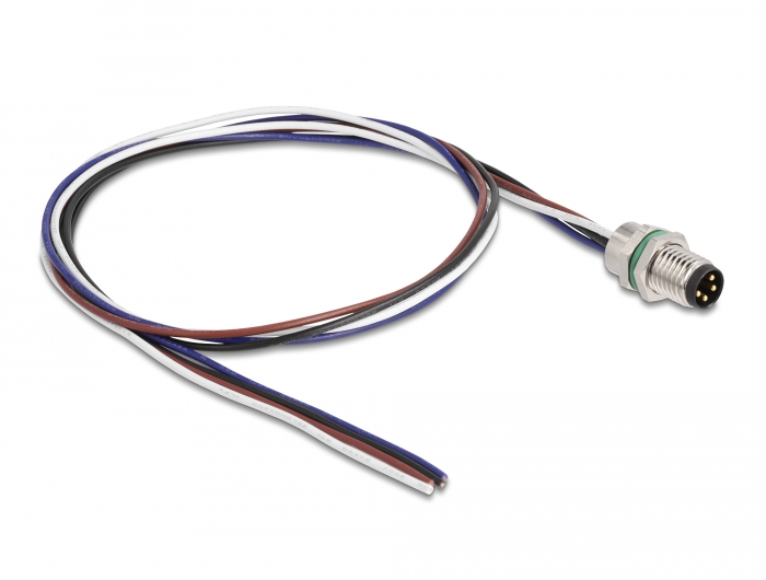 Delock M8 Einbaukabel A-kodiert 4 Pin Stecker für Panel mit offenen Kabeln Front Montage 0,5 m #2 