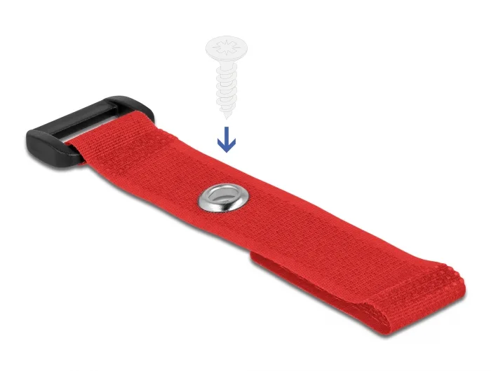 Delock Klett-Kabelbinder mit Schlaufe und Befestigungsöse L 150 x B 20 mm rot 5 Stück #2 