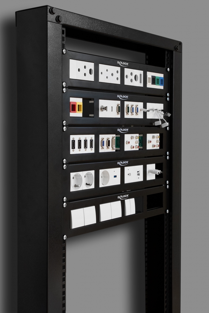 Delock Easy 45 19″ Patchpanel Ausschnitt 4 x 90,5 x 45,2 mm, 2 HE, schwarz #3 